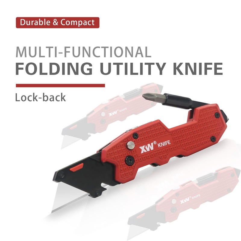 XW Folding Utility Knife with Screwdriver, 5-in-1 Multi-functional Heavy Duty
