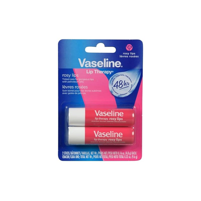 Vaseline 2 pack Bálsamo para Labios Rosy Stick Lip Therapy,