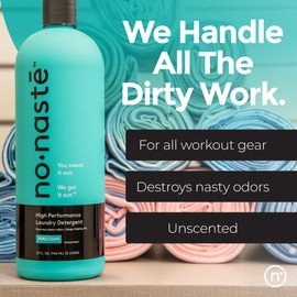 Nonaste Premium Performance Laundry Detergent - Pure Clean, 32 Fl Oz (Pack of 1) - Active Wear Laundry Detergent for Workout Clothes & More - Unscented, Gentle & Color Safe Sport Laundry Detergent
