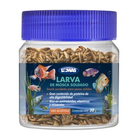 Lomas Larva de Mosca Soldado Seca para Peces Cíclidos 30 g Snack Natural Rico en Proteína