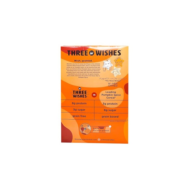 Three Wishes Cereal Pumpkin Spice Grain Free Cereal, 8.6 OZ