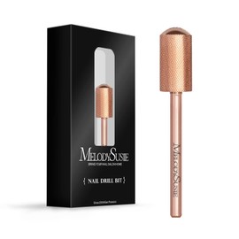 MelodySusie Safety Nail Drill Bits, 3/32'' Smooth Round Top Large Barrel Carbide Bits, Suitable for Manicure Pedicure Cuticle Gel Polishing, Beginners Bits, Rose Gold, Series Bit-S, Extra Fine