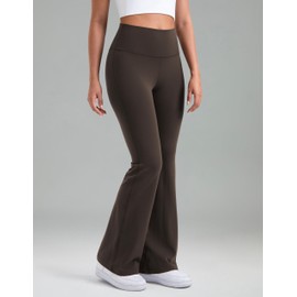 Colorfulkoala Women's Dreamlux Workout Flare Leggings High Waisted Wide Leg Bootcut Yoga Pants 31.5" Inseam (M, Espresso)