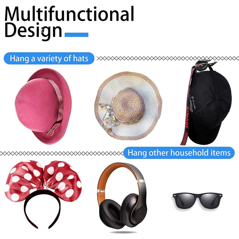 RUIPBOTE 24 Pack Adhesive Hat Hooks for Wall，Hat Rack for