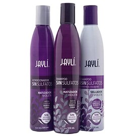 Jayli Shampoo Matizador + Sellador + Acondicionador Violeta Sin Sal / Sulfatos / Parabenos (3 Pack), 320.0 mililitro, 1 item