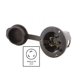 AC WORKS Super Durable Industrial Grade Locking Power Input Inlet (L6-20 20Amp 250Volt)