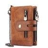 portafolios RFID de piel auténtica para hombre, con ventana de