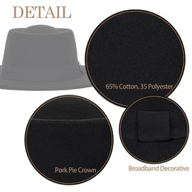 Classic Fedora Hats for Women - Unisex Wide Brim Retro Felt Fedora Hat Black