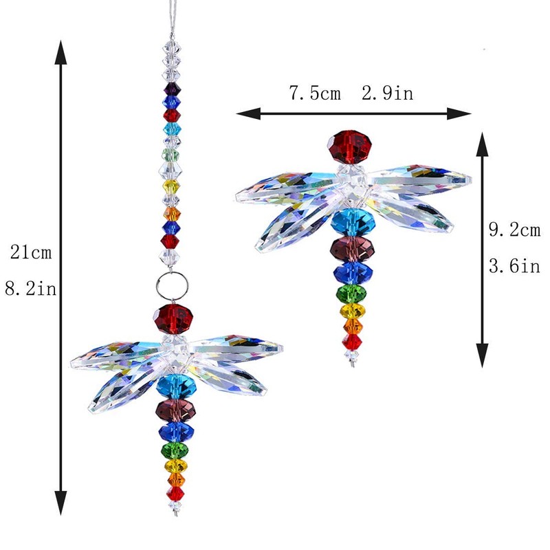 H&D Window Dragonfly Pendant Crystal Suncatcher Fengshui Rainbow Maker