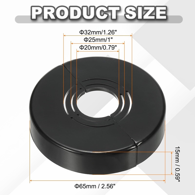 sourcing map 2pcs Wall Split Flange 0.59" (15mm) Plastic Round