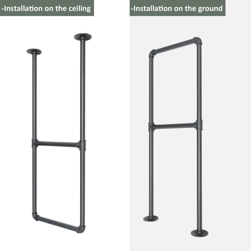 DIYHD 2 Tier Ceiling Mount Black Shelf Bracket,U Shape Pumbing