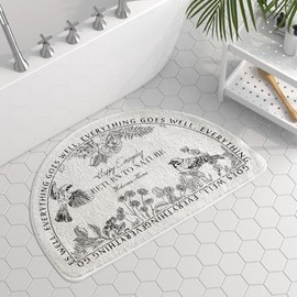 vctops Half Circle Bathroom Rugs Floral Print Soft Absorbent Microfiber Bath Rugs Non Slip Quick Dry Bath Mats for Bathroom Floor, Tub and Shower, Home Decor Accessories (Half Round Floral C,16"x24")