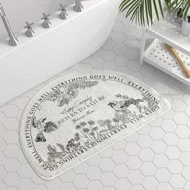 vctops Half Circle Bathroom Rugs Floral Print Soft Absorbent Microfiber Bath Rugs Non Slip Quick Dry Bath Mats for Bathroom Floor, Tub and Shower, Home Decor Accessories (Half Round Floral C,16"x24")