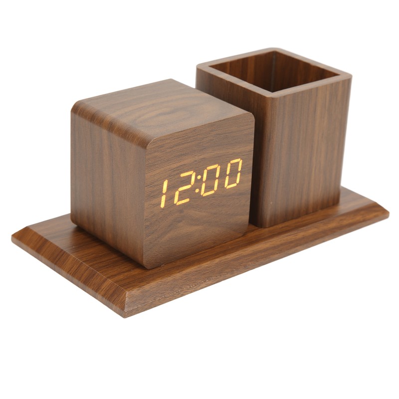 Pen Holder Clock Temperature Calendar Display 3 Level Brightness Adjustment