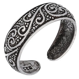 Antiqued Sterling Silver Toe Ring with Flourishing Vines
