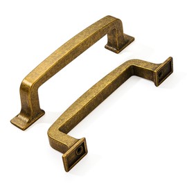 khtumeware 6 Pack 3-3/4 Inch Antique Brass Cabinet Pulls Vintage Drawer Pulls Kitchen Cabinet Hardware Kitchen Handles for Cabinets Cupboard Handles Drawer Handles