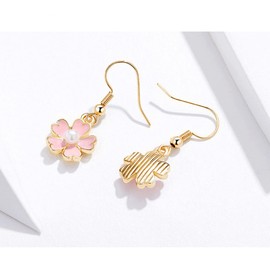Cute Pink Flower Simulated Pearl Small Dangle Drop Earrings for Women Boho Tiny Little Charm Hook Dangling Hanging Dainty Jewelry Daughter Her Bff Holiday