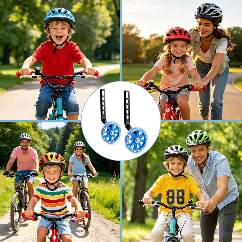 GWMWON Llantitas Bicicleta Llantas Entrenadoras,Ruedas de Entrenamiento LED