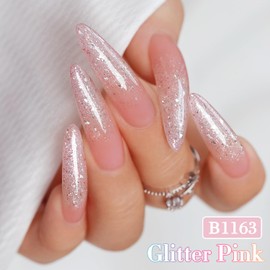 Double Rhythm 0.5Oz Glitter Gel Polish Shimmer Reflective Color for Nail Art Salon DIY Soak Off 15ml Nail Lamp Gel Polish at Home (Pastel Pink-B1163)