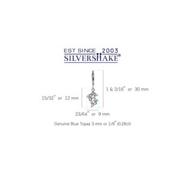 Silvershake Petite Genuine Blue Topaz 925 Sterling Silver Dolphin Filigree Leverback Dangle Earrings