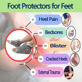 BIVIKEY1 Piece Australian Sheepskin Heel Protectors for Pressure Sores Ankle Protection|Soft and Breathable Widen Design|Prevention Pain Ulcer Promote Rehabilitation (W 7-13 / M 5-14) Light Grey