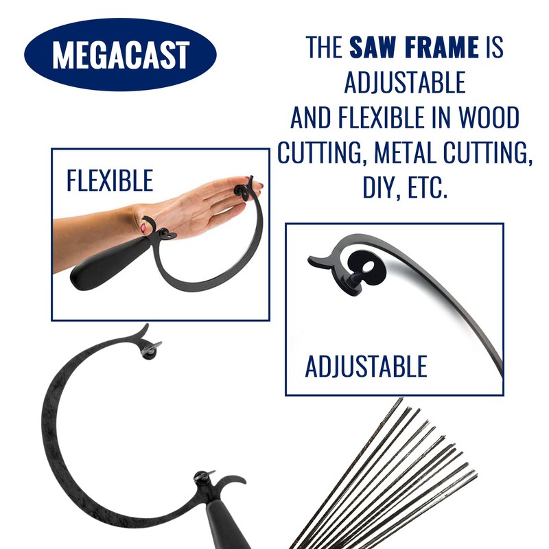 Megacast CURVED JEWELERS SAW FRAME with 144 ASSORTED JEWELERS SAW