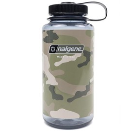 Nalgene Sustain Tritan BPA Free 50% Plastic Waste Water Bottle, 900 ml, Wide Mouth, Camo Grey