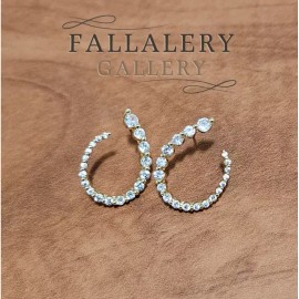 Fallalery Gallery Beautiful Cubic Zirconia Hoop Women's Earrings - Sterling Silver - Minimalist