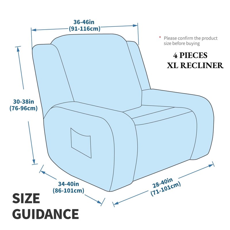 MAXIJIN Oversized Recliner Chair Covers Velvet Plush 4 Piece Stretch