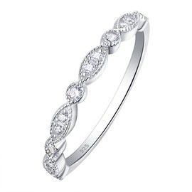 SHELOVES Vintage Infinity Eternity Rings for Women CZ 925 Sterling Silver Ring Stacking Wedding Band Sz R