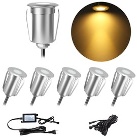 CISLAN LED Deck Lights Kits with Protecting Shell, Aluminum Φ1.65in Low Voltage 12V IP67 Waterproof, Recessed LED Outdoor Stair Step Landscape Lighting for Yard Floor Patio Kitchen Decoration, 6 Pack