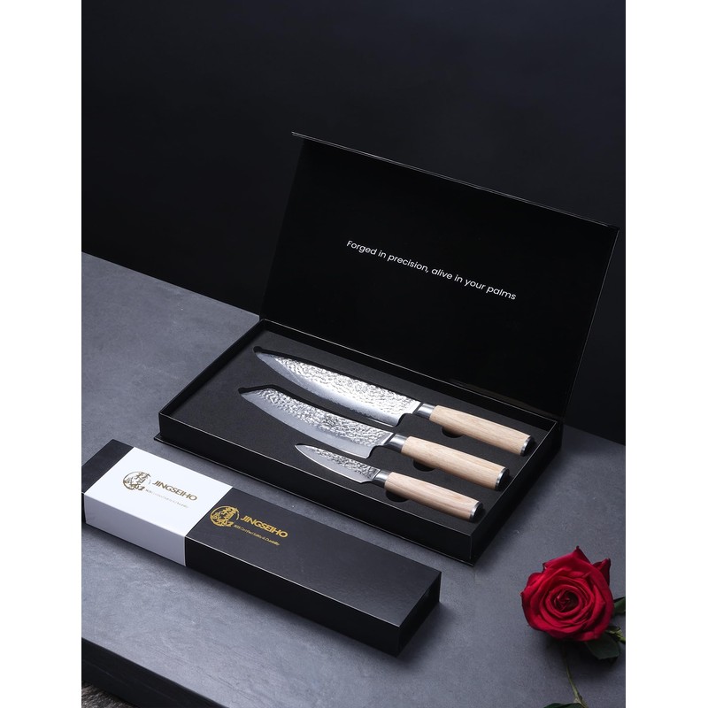 Jingseiho Professional Knife Set - VG-10 67-Layer Damascus Forged Steel,