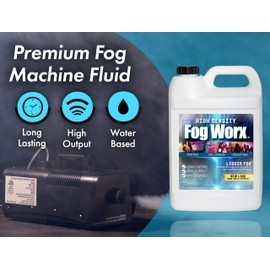 FogWorx Extreme High Density Fog Juice Gallon - Long Lasting, High Output, Odorless Water Based Fog Machine Fluid - for 400 Watt to 1500 Watt Machines