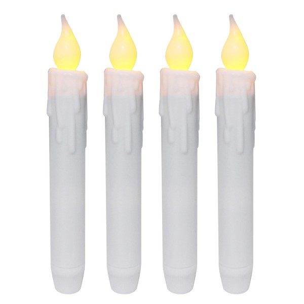 CVHOMEDECO. Flickering Taper Candles LED Drip Flameless Candles, Battery Operated