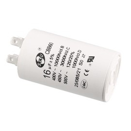 QUARKZMAN 16uF 450V AC 50/60Hz CBB60 Capacitor x 1 Cylinder Double Insert for Electric Motor Washing Machines [White 72 x 40 mm]