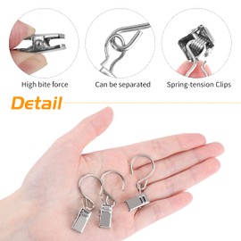 Pack of 50 Curtain Clips Curtains Metal Clips with S Hooks Curtain Clips for Hanging Curtains, Photos, Home Decoration, Lamp Hooks for Christmas Party Festival Decoration (Silver)