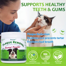 Petstoral Plaque Removal Natural Dental Powder for Cats - Cat Dental Care and Bad Breath Treatment, Chicken Flavour - Cat Teeth Cleaning Powder