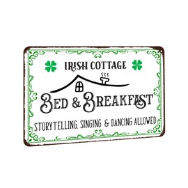 Irish Cottage Tin Sign St. Patrick's Day Bed Breakfast Vintage St Patricks Day Lucky Home Art Wall Decor for Front Door Farmhouse Restaurants Cafes Bars 8x12 inch