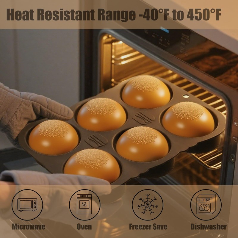 3 PCS Silicone Hamburger Bun Pan and Baguette Pan Set,