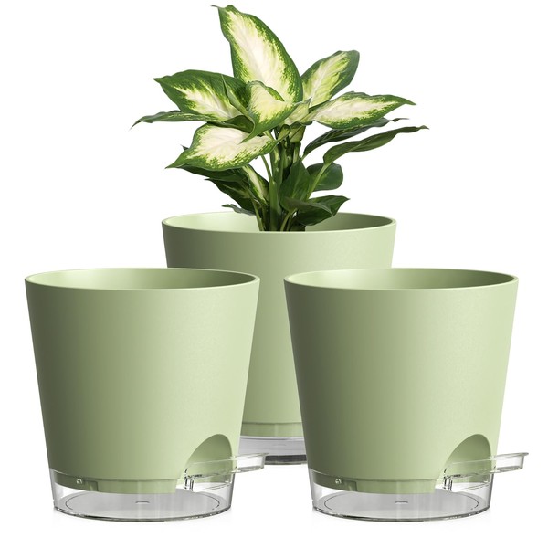 Homeuouz Set of 3 Self Watering Pots - 6 Inch