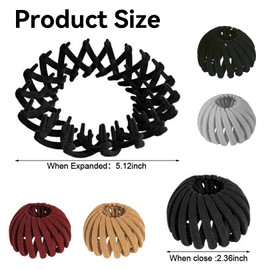 4 Pcs Bird Nest Hair Clips, Bird Nest Hair Clips Ponytail, Matte Vintage Bird Nest Magic Hair Clip, Expandable Hair Bun Maker, for Women Ponytail Holder, for Thin, Thick, Fine, Curly Hair