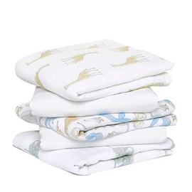 aden + anais Musy Squares - Natural History, Pack of 5 | Large 100% Cotton Muslin Cloth | Soft & Lightweight Unisex Baby Essentials | Cloths for Newborn Girls & Boys | Ideal