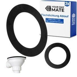 Flat Seal for Drain Valve, Pack of 2, Diameter 62 x 42 x 1 mm, for 1 1/4 Inch Washbasin Fittings, Sink Drain Valve Replacement Seal, Seal Set Kitchen Tap, Sealing Ring Installation System
