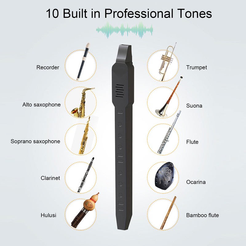 Digital Wind Instrument MIDI Connectivity 10 Tones Rechargeable Mini Electronic