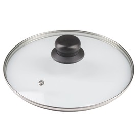 Pullmer Glass Lid with Steam Vent, Pan Lid or Pot Lid, Tempered Glass and Heat Resistant Handle, Universal Lid, Dishwasher Safe (20cm)