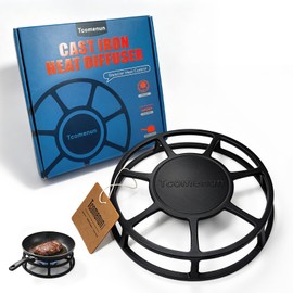 9.45 Inch Heavy Duty Cast Iron Heat Diffuser for Gas Stove, Raised Simmer Plate and Flame Tamer, Even Heat Diffuser Plate for Temperature Control, Low and Slow Cooking
