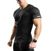 Men Workout Shirts Dry Fit Fitted (Black,L)