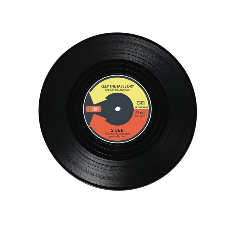 4 x Retro Style Vinyl Coasters/10.5cm Diameter