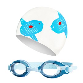 Kinder Schwimmbrille Schwimmkappe Set,Antibeschlag- und Wasserdicht,Weiches Silikon für Kinder,Professionelle Schwimmbrille für Jugendliche Kinder Jungen Mädchen Jugendliche Säuglinge und Kleinkinder