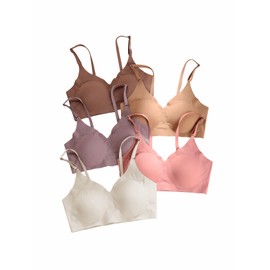 Verdusa Women's 5Pack Padded Seamless Bralettes Bra Camisole Top, Beige Multi, Large